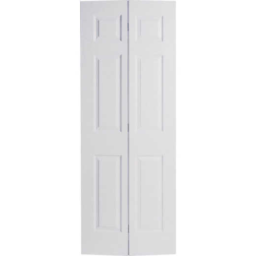 Masonite 24 In. W x 79 In. H Textured Hardboard Primed White 6-Panel 2-Door Bifold Door