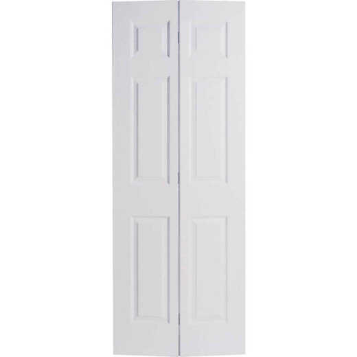 Masonite 30 In. W x 79 In. H Textured Hardboard Primed White 6-Panel 2-Door Bifold Door