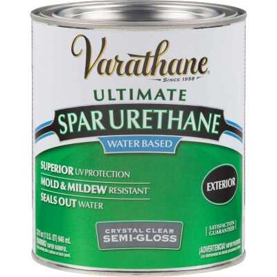 Varathane Semi-Gloss Clear Water Based Exterior Spar Urethane, 1 Qt.